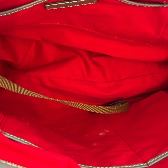 Dooney & Bourke Large Gray Tote Bag Red Interior Authentic Designer Purse